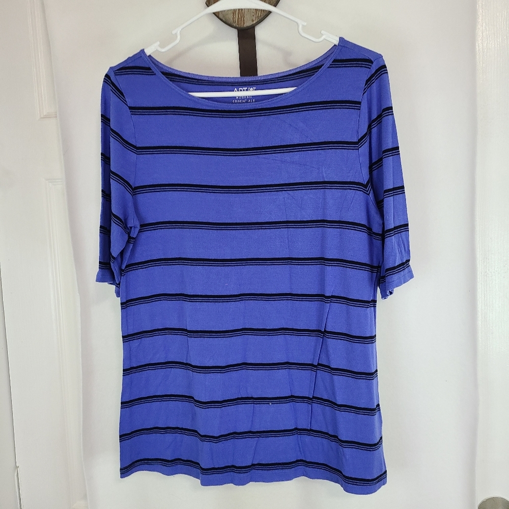 Apt. 9 Woman's Short Sleeve Blouse, Size: Medium Color: Blue